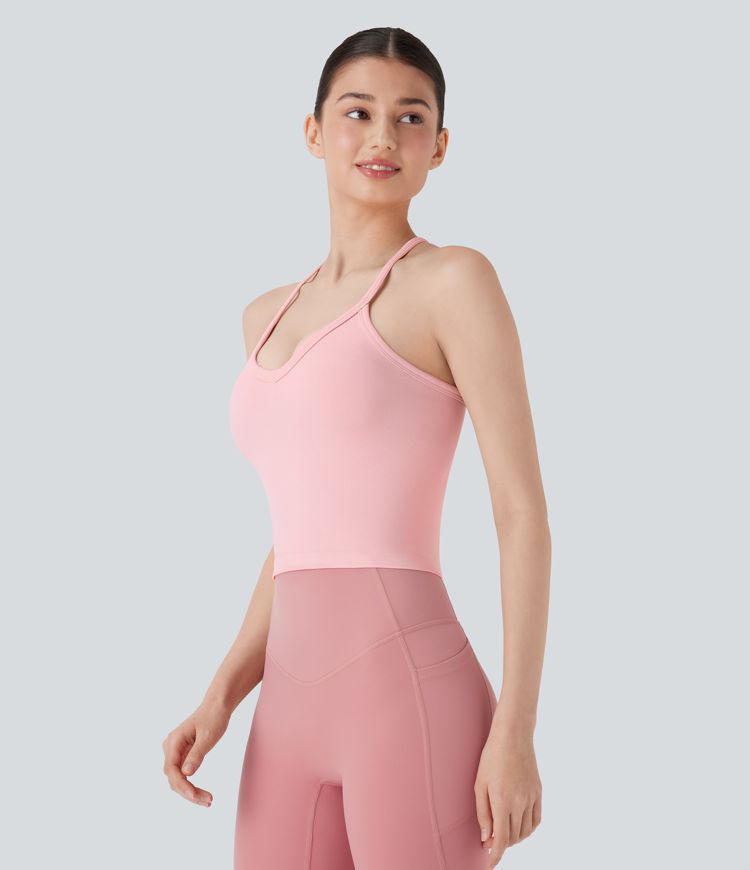 Camiseta de yoga sin mangas con espalda nadadora y fluida