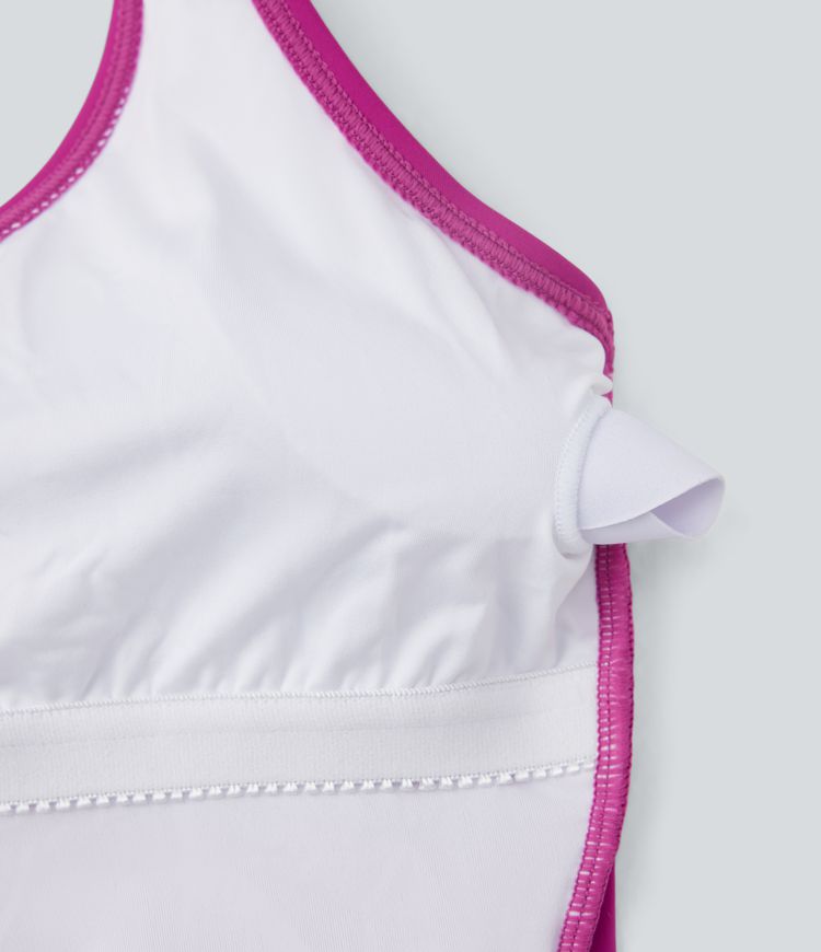 Backless Adjustable Strap Ruched Bikini Top Swimsuit