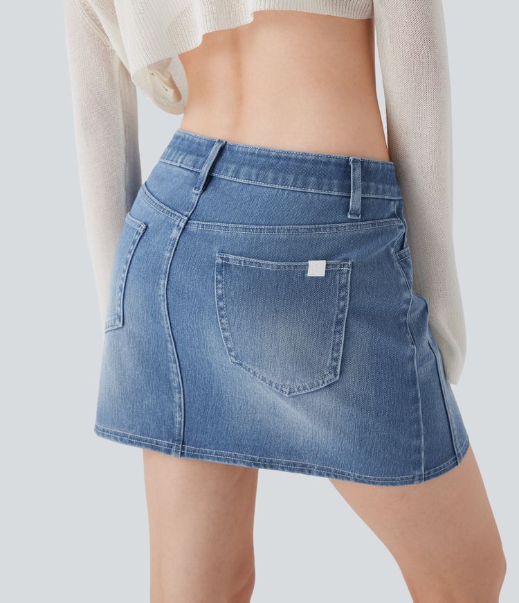 Halara Flex™ Mid Rise Denim Mini Casual Skirt with Pockets