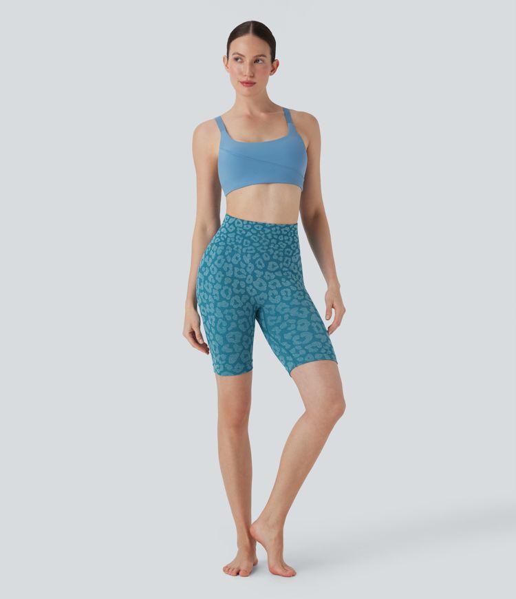 OneForm - Yoga-Shorts mit hohem Bund, Leopardenmuster und nahtlosem Flow - 17,8 cm