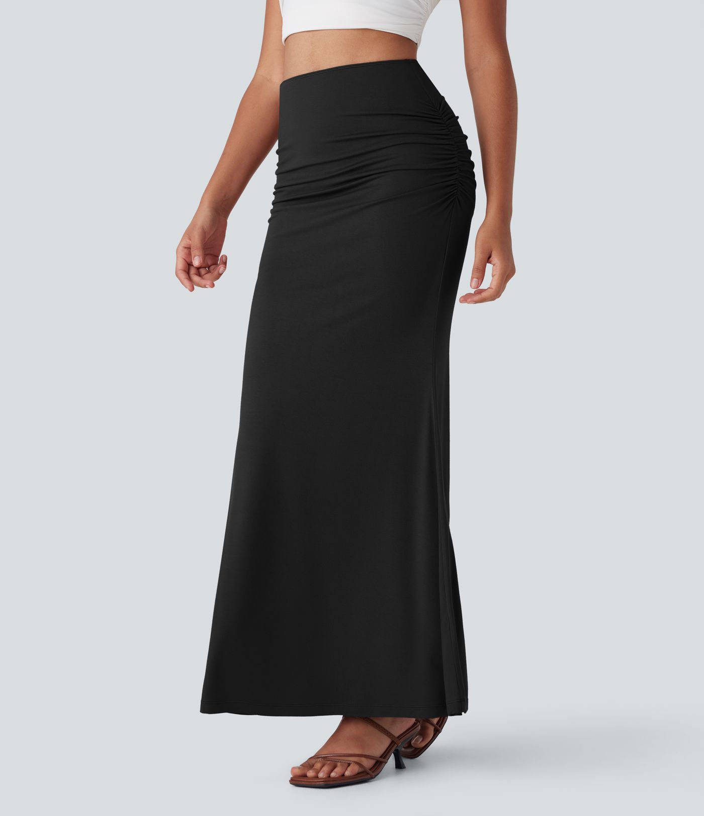 High Waisted Tummy Control Butt Lifting 2-in-1 Midi Casual Mermaid Skirt