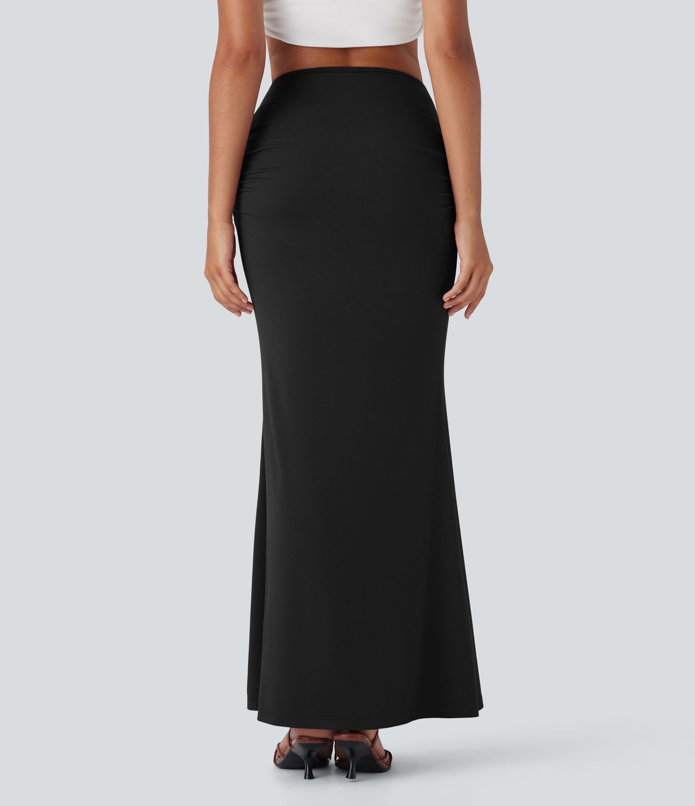 High Waisted Tummy Control Butt Lifting 2-in-1 Midi Casual Mermaid Skirt