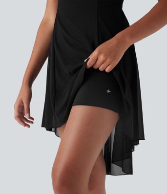 Robe de Danse Active Courte à Contraste Maille Aérée 2-en-1 avec Poche, Bonnets D-F