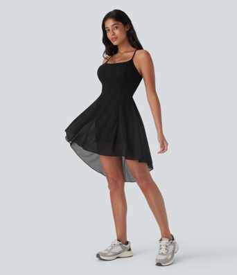 Robe de Danse Active Courte à Contraste Maille Aérée 2-en-1 avec Poche, Bonnets D-F