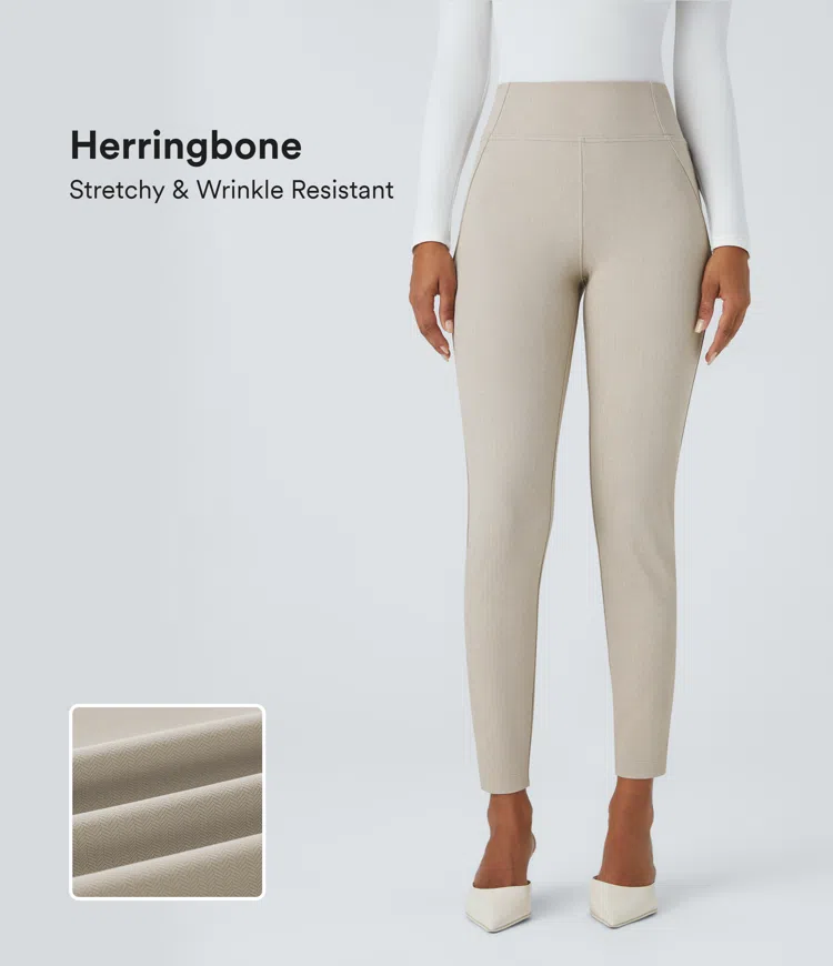 Halara Flex™ high waist back pocket zipper hem herringbone skinny workwear pants