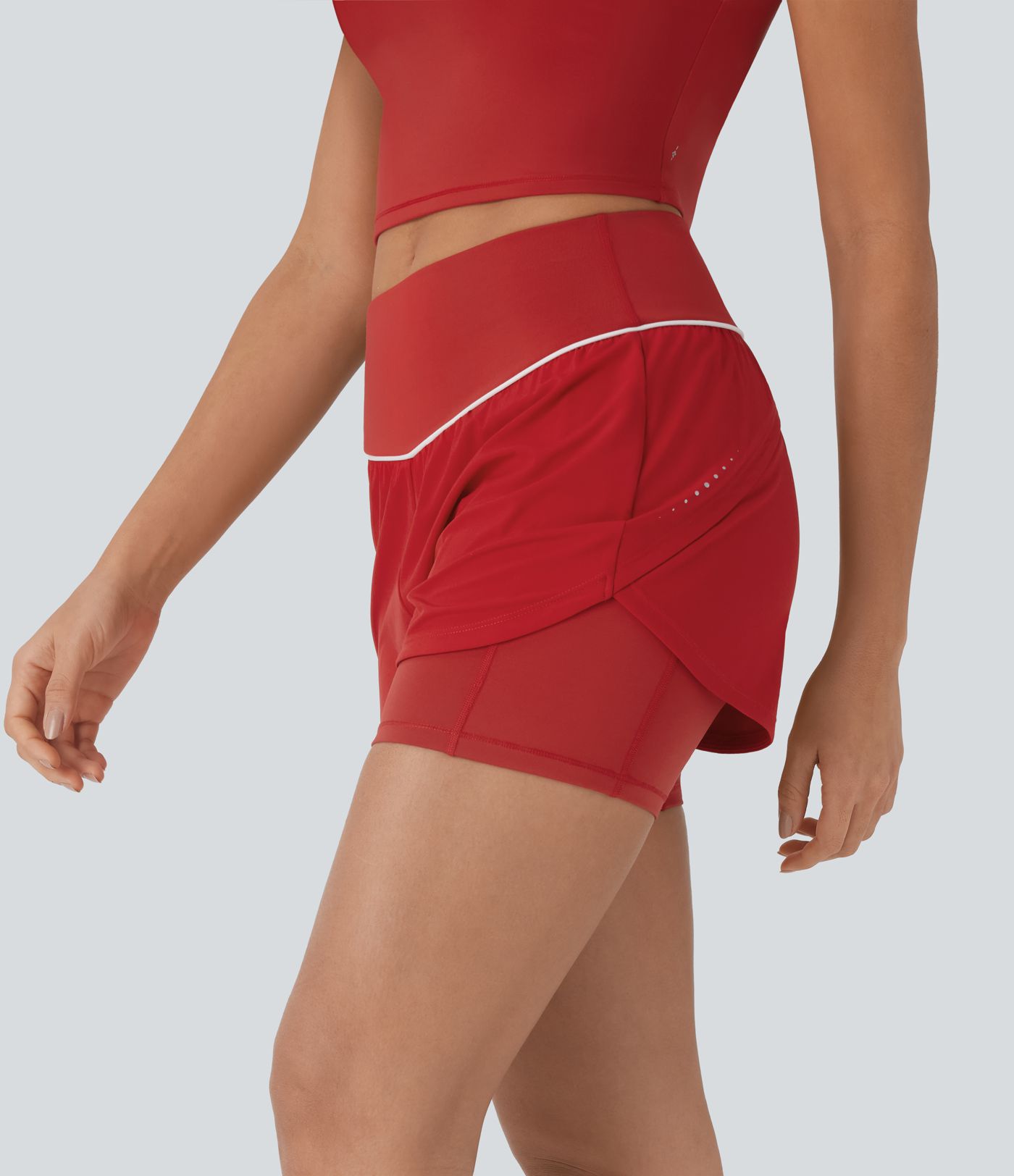 Breezeful™ Reflective Mid Rise Tummy Control 2-in-1 Quick Dry Running Shorts 5'' with Pockets