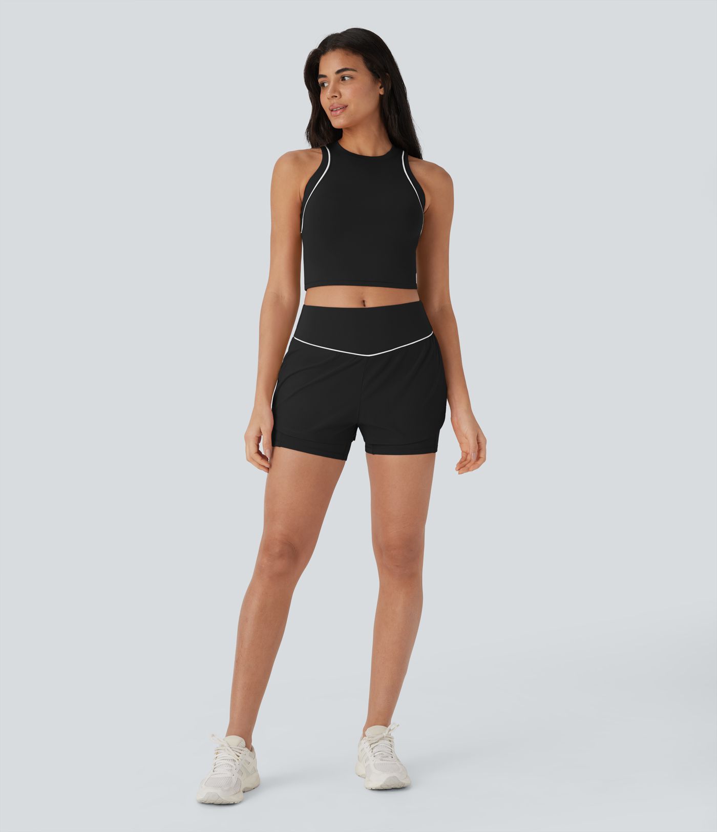 Breezeful™ - Reflektierende 2-in-1 Lauf-Shorts mit mittelhohem Bund, Seitentaschen und Bauchkontrolle - schnelltrocknend, 12,7 cm
