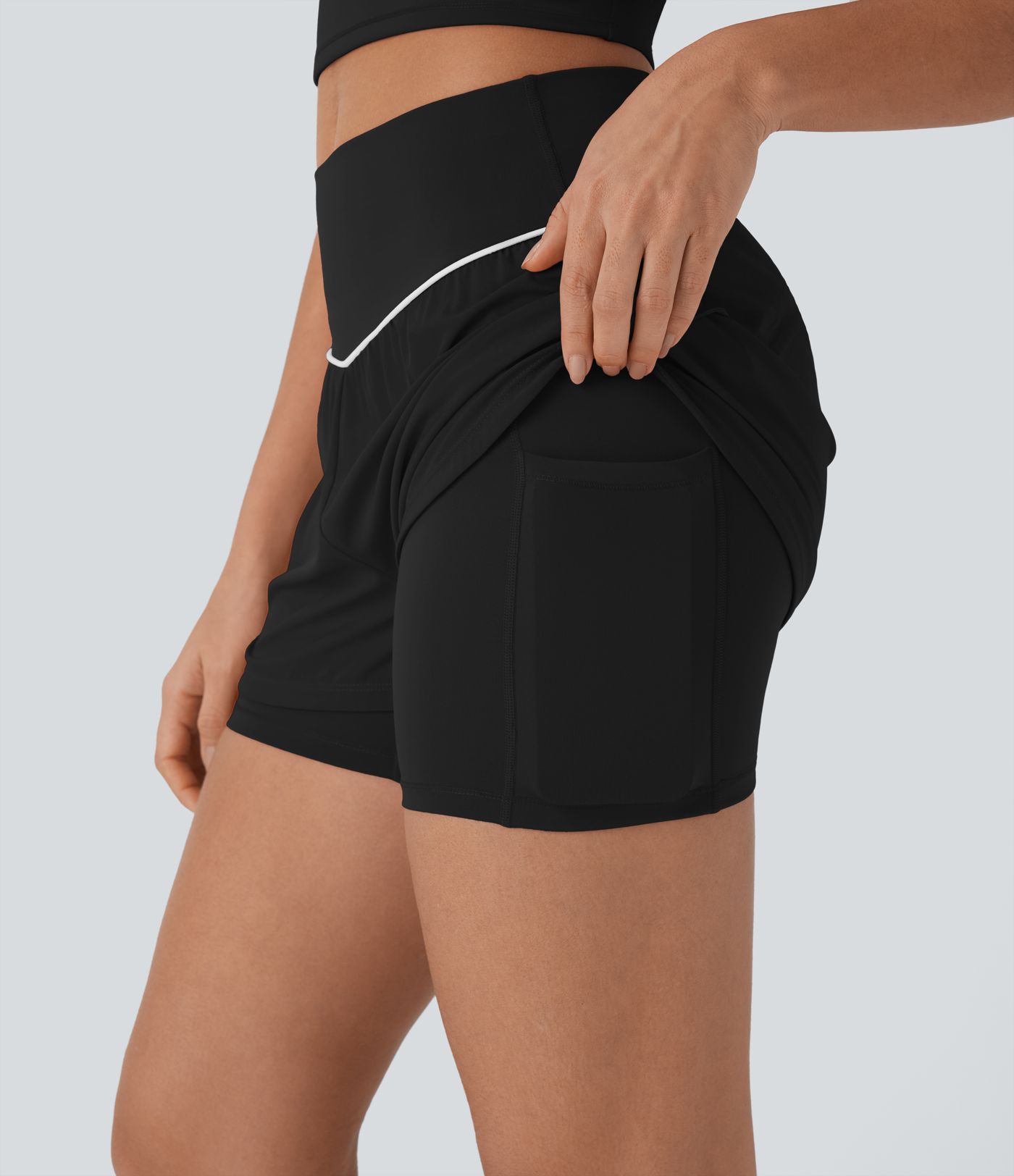 Breezeful™ - Reflektierende 2-in-1 Lauf-Shorts mit mittelhohem Bund, Seitentaschen und Bauchkontrolle - schnelltrocknend, 12,7 cm