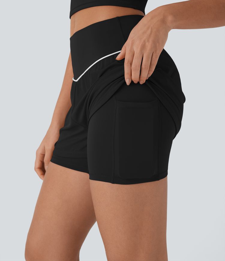 Breezeful™ - Reflektierende 2-in-1 Lauf-Shorts mit mittelhohem Bund, Seitentaschen und Bauchkontrolle - schnelltrocknend, 12,7 cm
