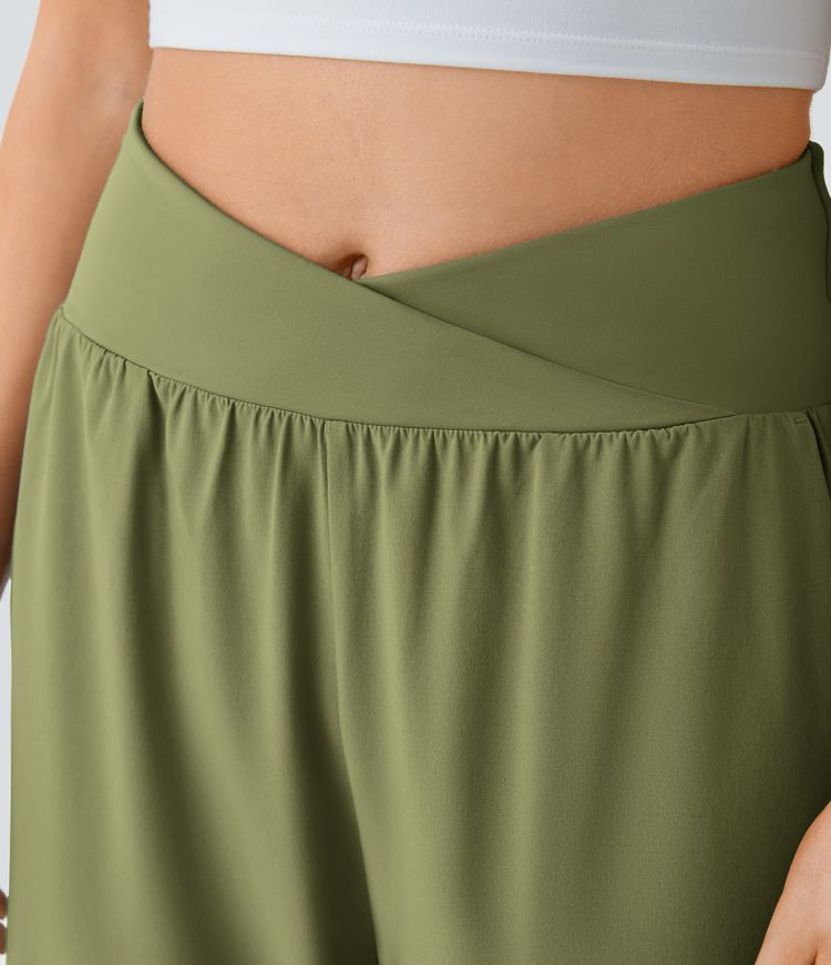 Breezeful™ High Waisted Crossover Quick Dry Resort Pants with Pockets