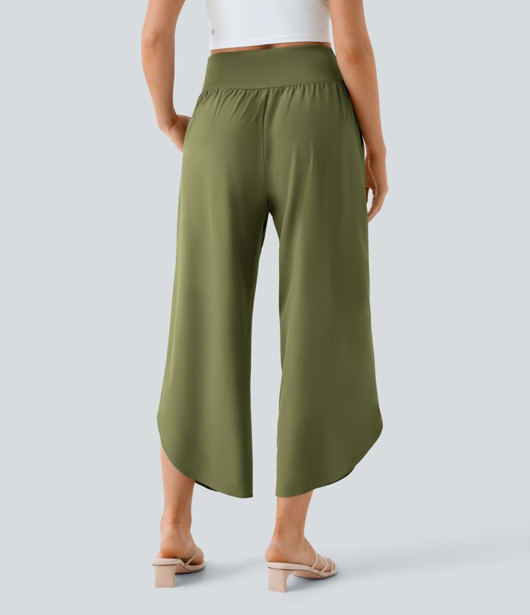 Breezeful™ High Waisted Crossover Quick Dry Resort Pants with Pockets