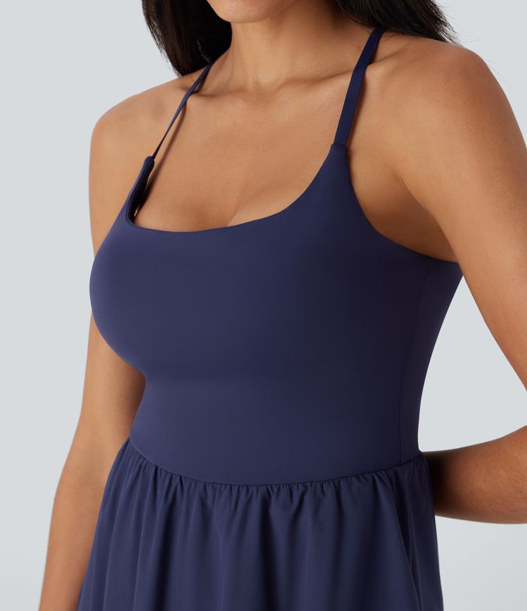 Breezeful™ High Low 2-Piece Flowy Midi Quick Dry Casual Dress with Pocket D-F Cups