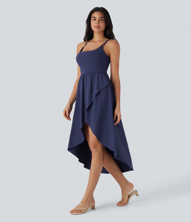 Patriot Blue Breezeful™ High Low 2-Piece Flowy Midi Quick Dry Casual Dress with Pocket DD-F Cups / 1