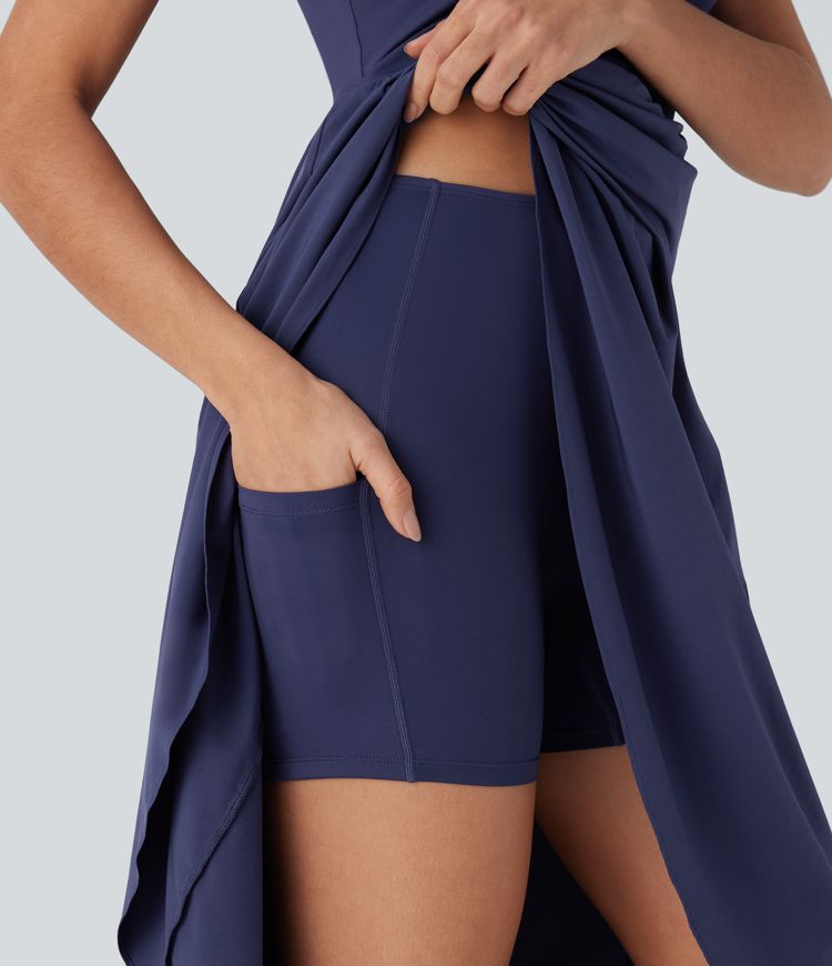 Breezeful™ High Low 2-Piece Flowy Midi Quick Dry Casual Dress with Pocket D-F Cups