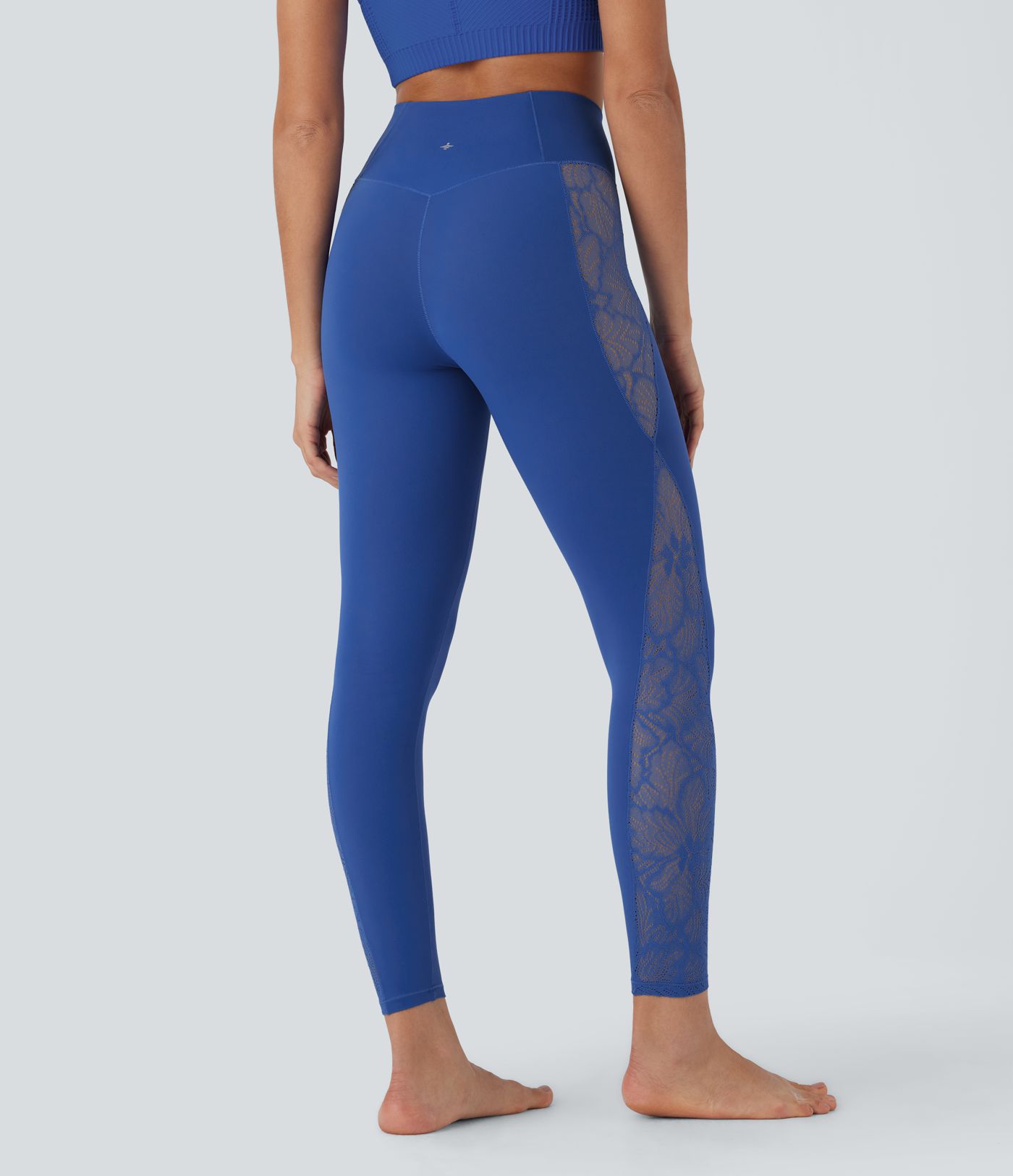 SoftlyZero™ High Waisted Crossover Contrast Lace Pocket Yoga Leggings-UPF50+