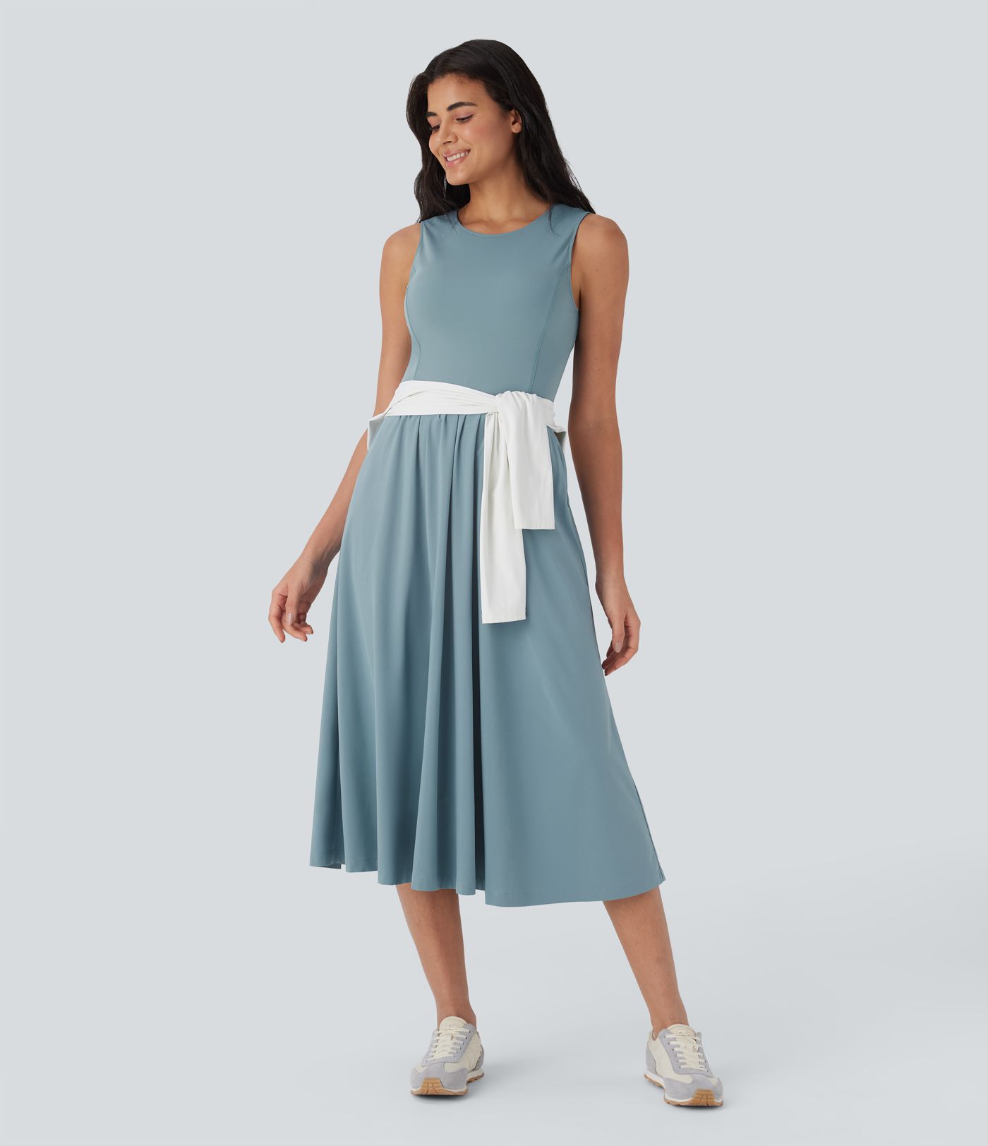 Breezeful™ Cut Out Sleeveless Midi Flowy Quick Dry Camping Active Dress with Pockets