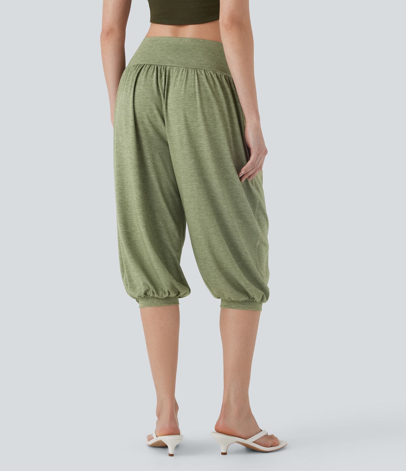 High Waisted Harem Pedal Pusher Joggers with Pockets