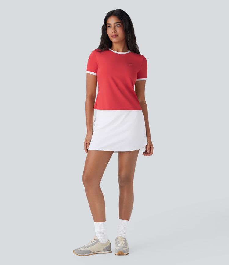 SoftlyZero™ Airy Halara Logo Embroidery Cool Touch Casual Ringer T-Shirt-UPF50+