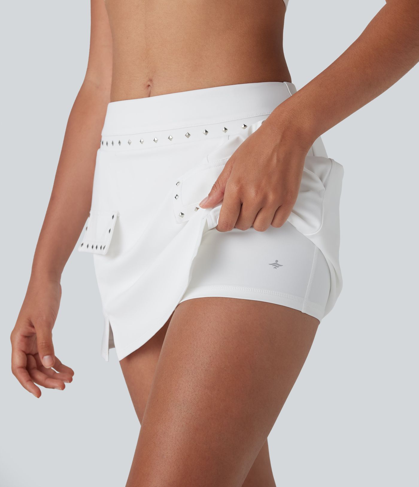 SoftlyZero™ QuickDry Mid Rise 2-in-1 Studded Mini Pickleball Skirt with Pockets