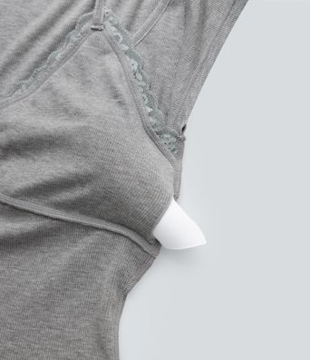 Top encaje acanalado manga corta cuello halter súper elástico agradable para piel