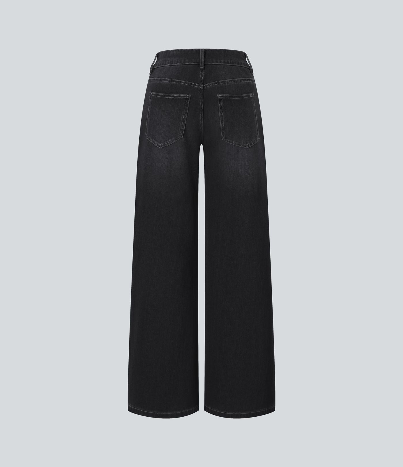 Halara Flex™ Low Rise Zipper Pockets Washed Baggy Wide Leg Casual Jeans