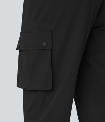 High Waisted Drawstring Quick Dry Dance Cropped Capri Cargo Joggers with Pockets