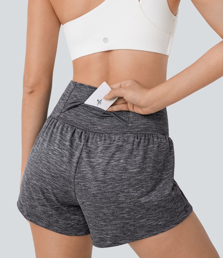 Pantalones Cortos de Yoga de Cintura Súper Alta con Bolsillo y Bolsillo 2 en 1 de 3"