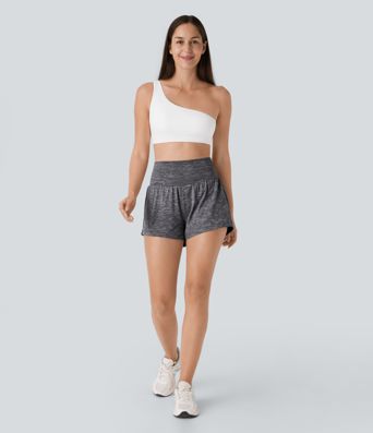 Pantalones Cortos de Yoga de Cintura Súper Alta con Bolsillo y Bolsillo 2 en 1 de 3"