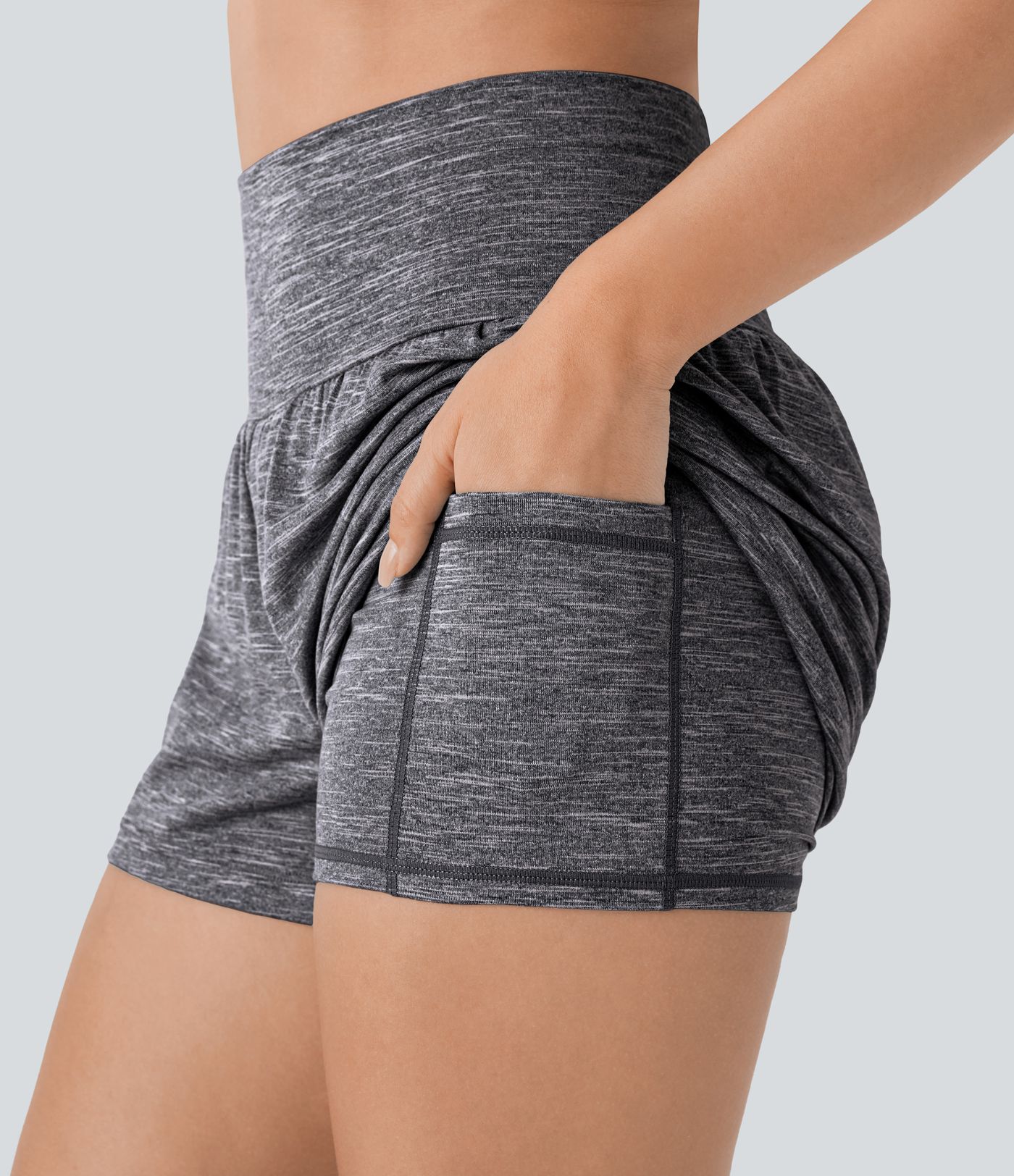Pantalones Cortos de Yoga de Cintura Súper Alta con Bolsillo y Bolsillo 2 en 1 de 3"