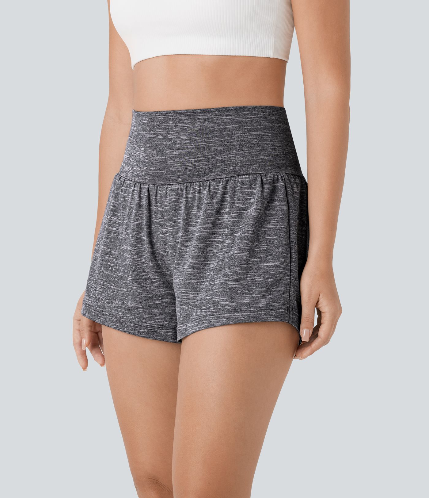 Pantalones Cortos de Yoga de Cintura Súper Alta con Bolsillo y Bolsillo 2 en 1 de 3"