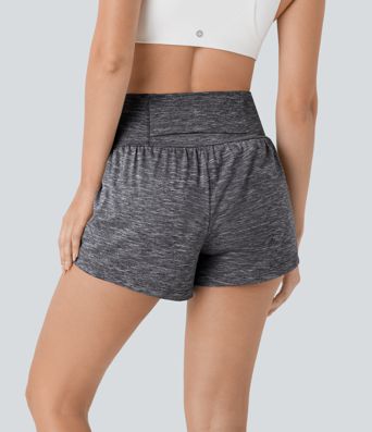 Pantalones Cortos de Yoga de Cintura Súper Alta con Bolsillo y Bolsillo 2 en 1 de 3"