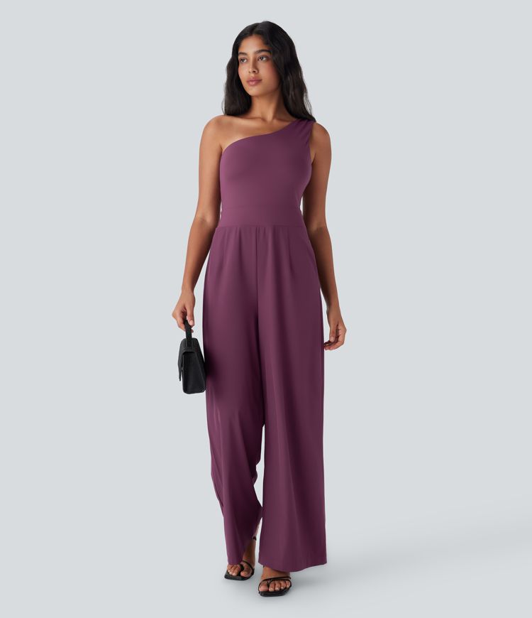 Breezeful™ One Shoulder Quick Dry Jumpsuit with Pockets