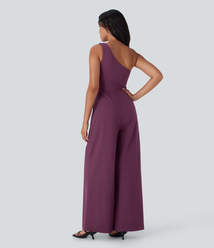 Breezeful™ One Shoulder Backless Quick Dry Party Jumpsuit with Side Pockets