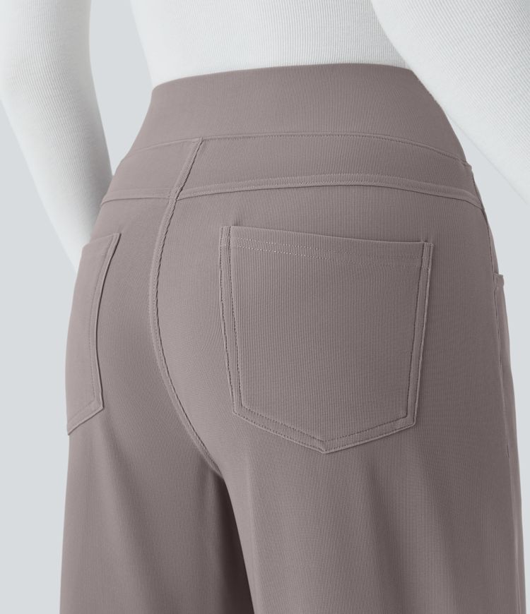 Halara Flex™ High Waisted Tummy Control Pockets Wide Leg Micro Waffle Work Pants
