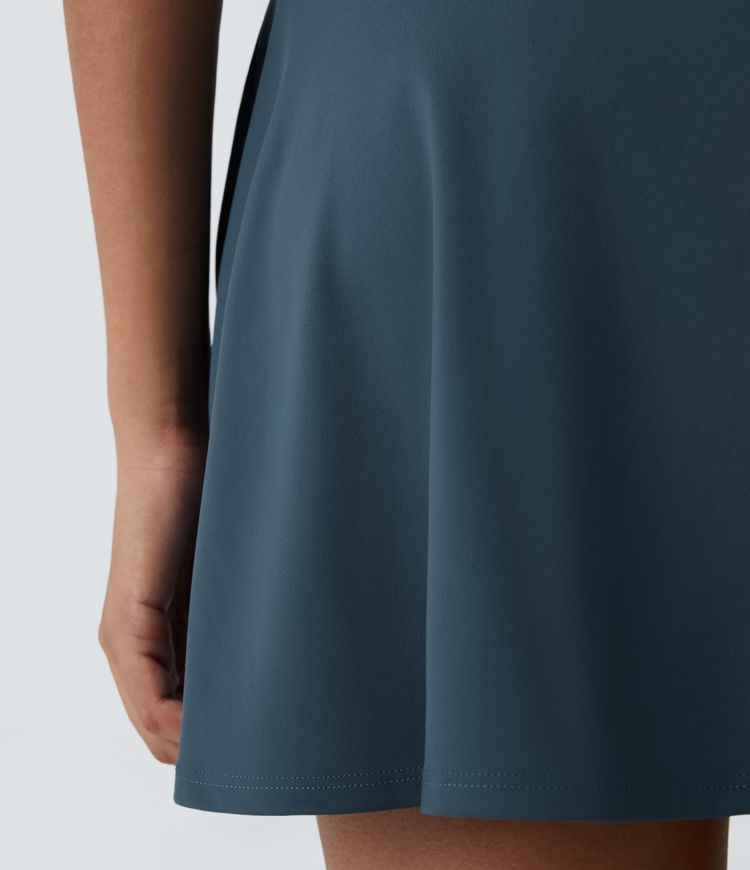 Vestido activo baile mini vuelo retorcido sin espalda Longitud más larga