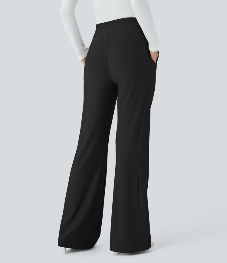 Halara Flex™ High Waisted Side Pocket Slight Flare Micro Waffle Work Trousers