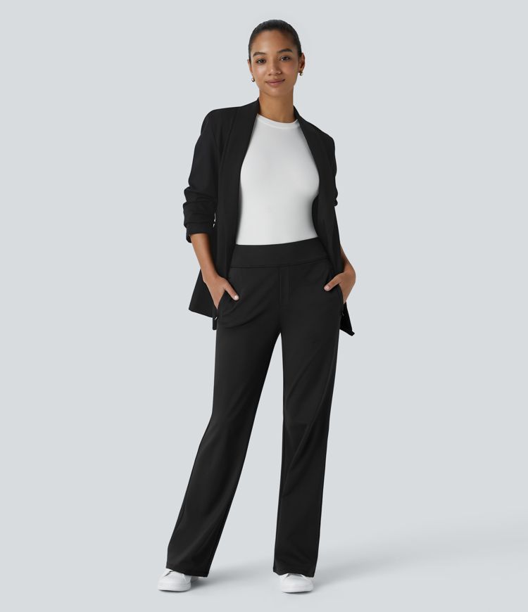 Halara Flex™ Mid Rise Side Zipper Pocket Work Flare Pants