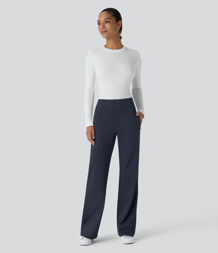 Halara Flex™ Mid Rise Side Zipper Pocket Work Flare Pants