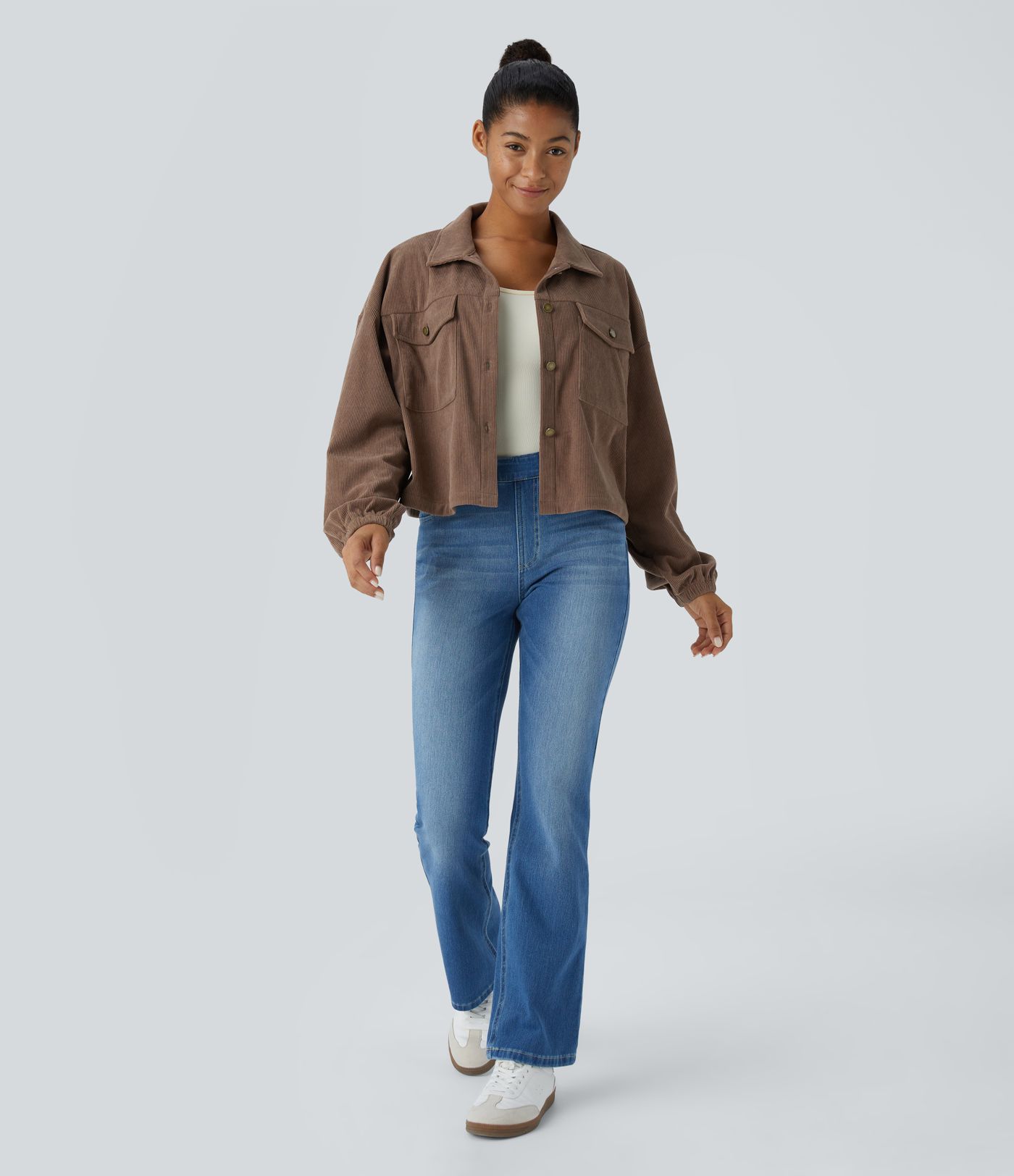 Long Sleeve Pocket Casual Corduroy Jacket