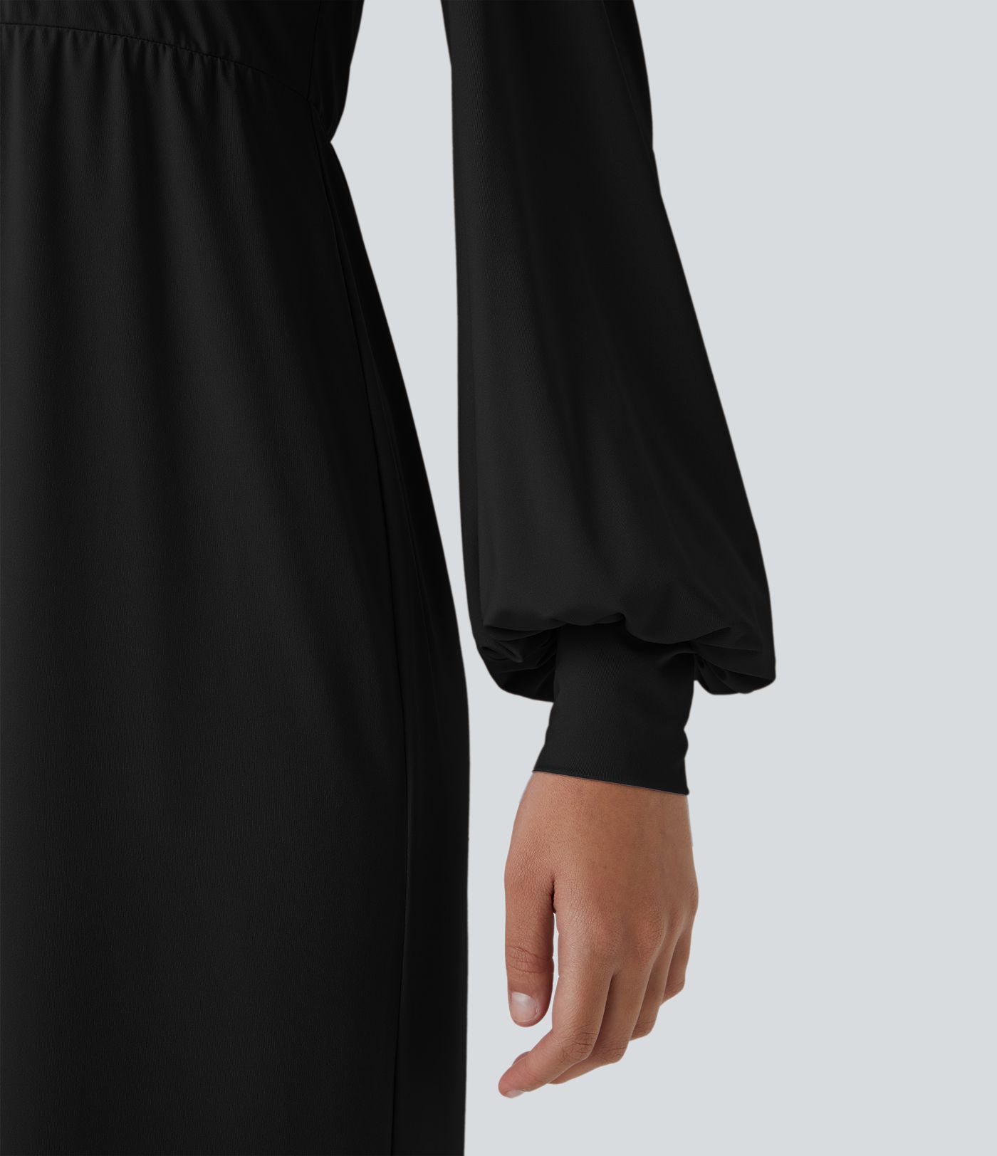 V Neck Puff Long Sleeve Casual Jumpsuit