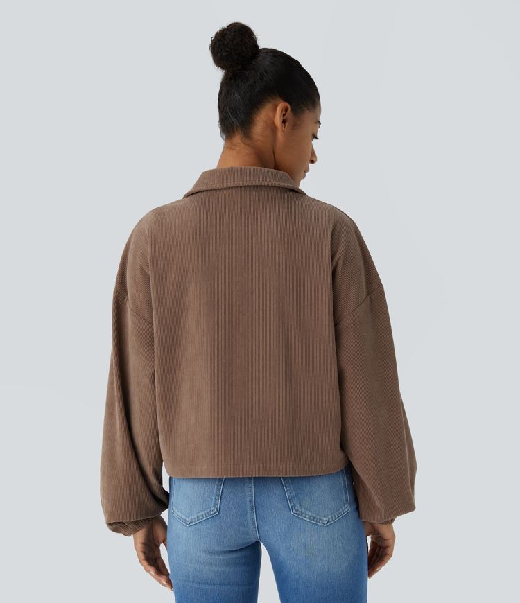 Collared Button Long Sleeve Chest Pocket Casual Corduroy Jacket