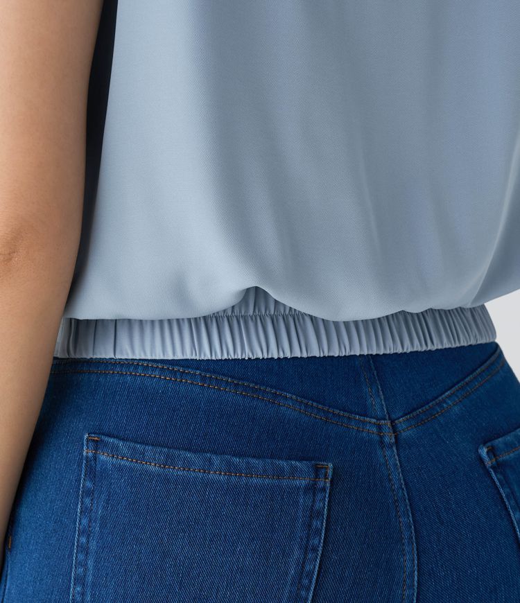 V Neck Wrapped Tie Front Casual Tank Top