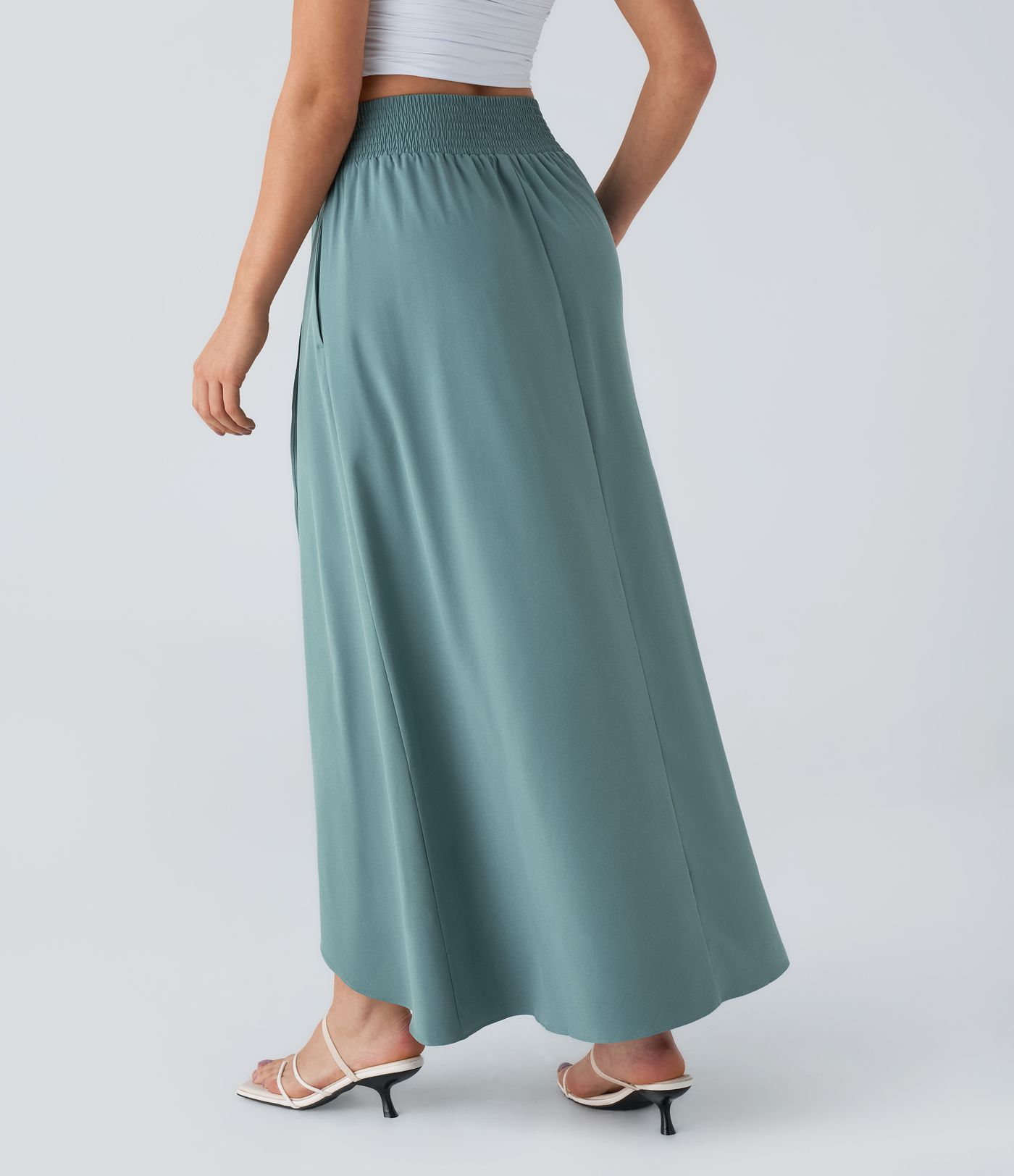 Breezeful™ High Waisted Side Pocket Split Flowy Quick Dry Maxi Resort Skirt