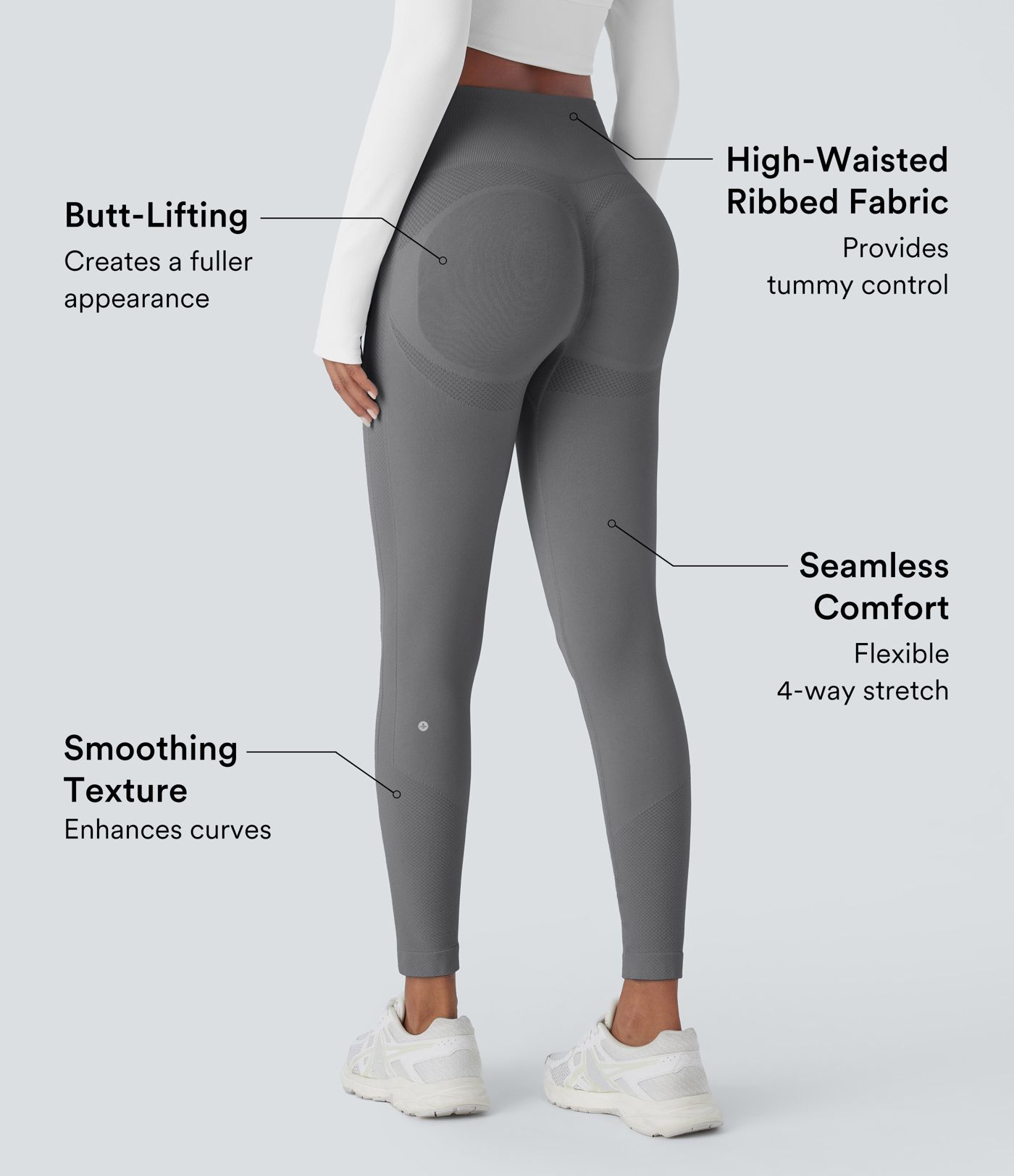 Leggings yoga tiro alto control abdomen realce glúteo sin costura