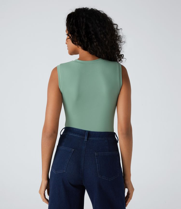 Round Neck Plain Skinny Casual Tank Top