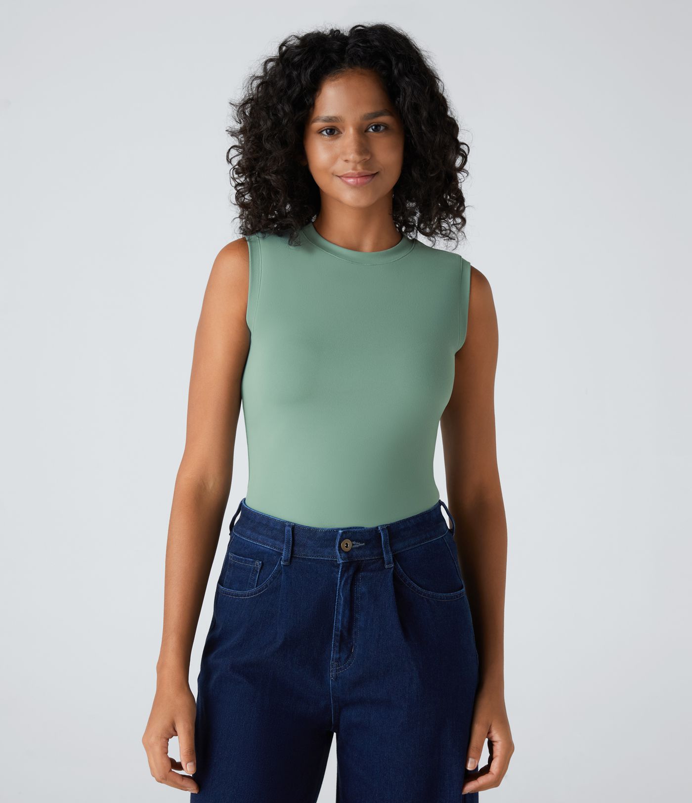 Round Neck Plain Skinny Casual Tank Top