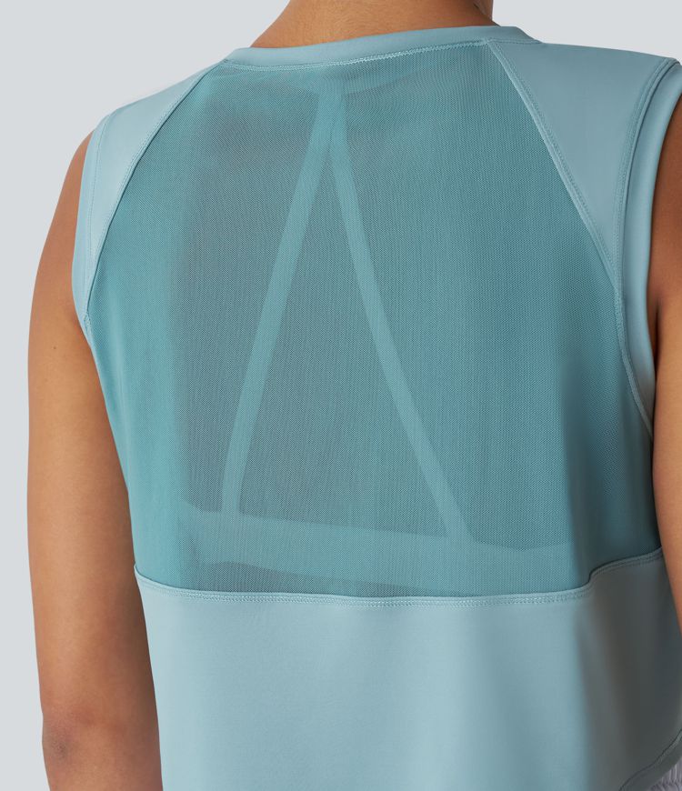 Débardeur Running Mesh Contrastant Ourlet Asymétrique