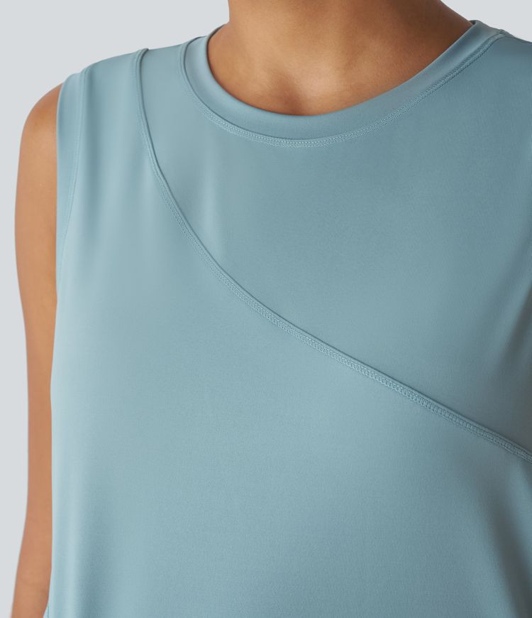 Débardeur Running Mesh Contrastant Ourlet Asymétrique