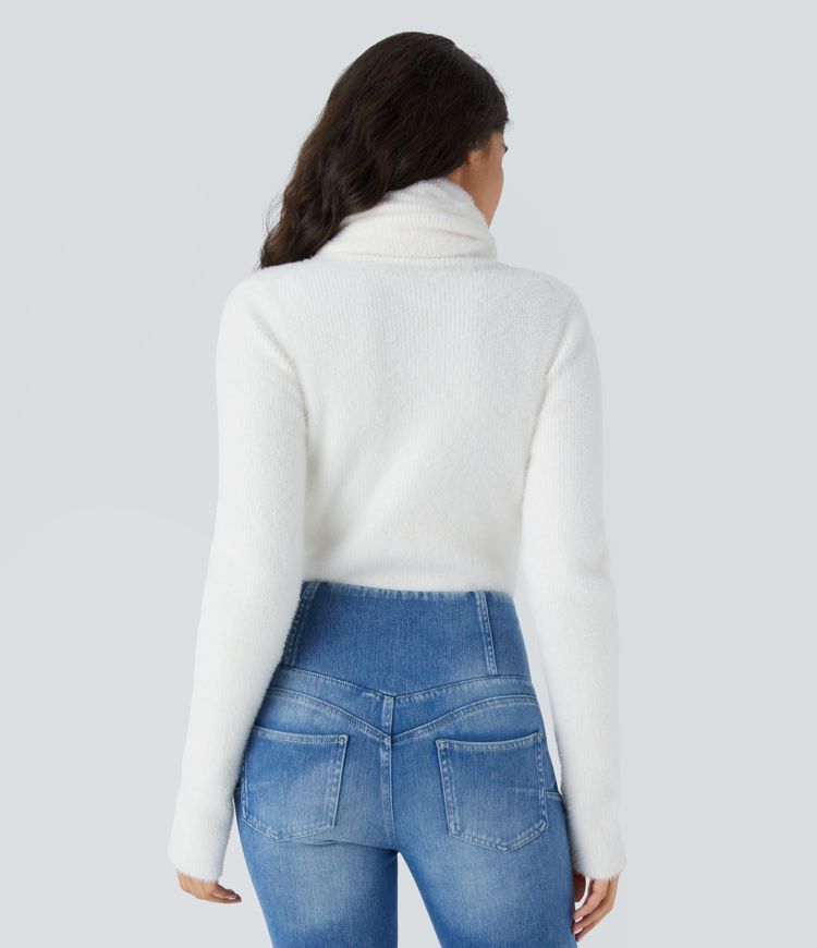 Suéter ajustado manga larga cuello alto apilado