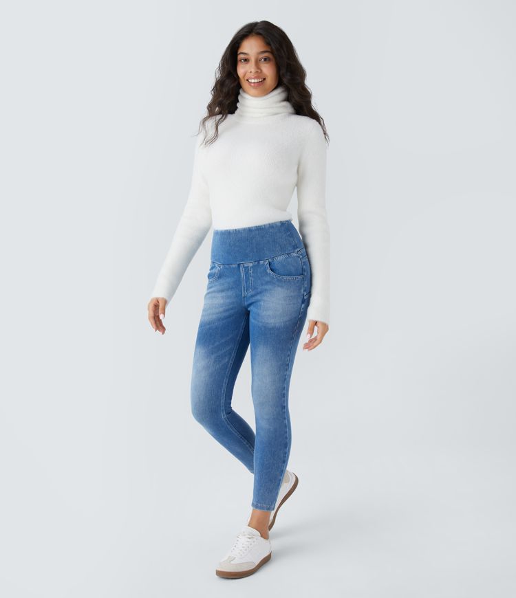 Suéter ajustado manga larga cuello alto apilado